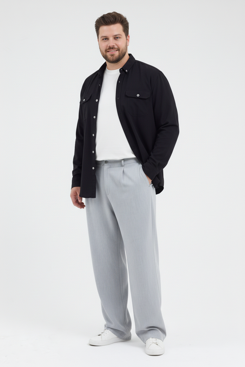 Cosplay Yüzde Yüz Pamuk Çift Cep Kapaklı Uzun Kol Katlanabilir Erkek Gömlek Cosplay