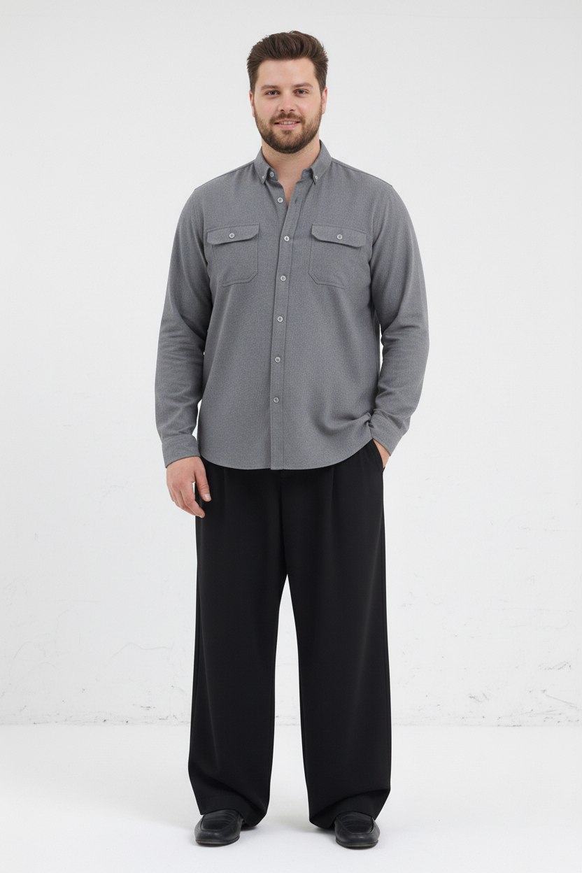 Cosplay Yüzde Yüz Pamuk Çift Cep Kapaklı Uzun Kol Katlanabilir Erkek Gömlek Cosplay