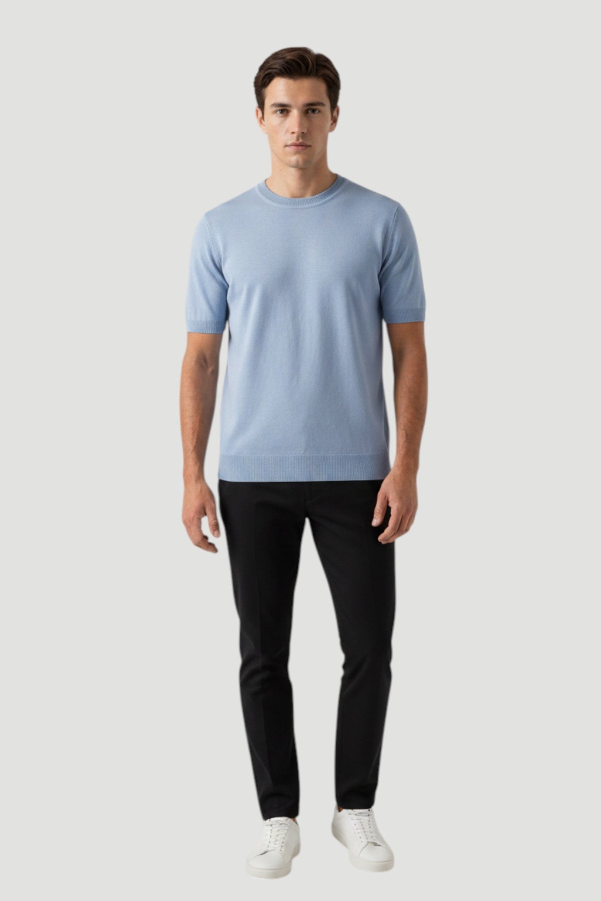 Cosplay Basic Bisiklet Yaka Viskon Karışımlı Erkek Kısa Kol Triko T-shirt