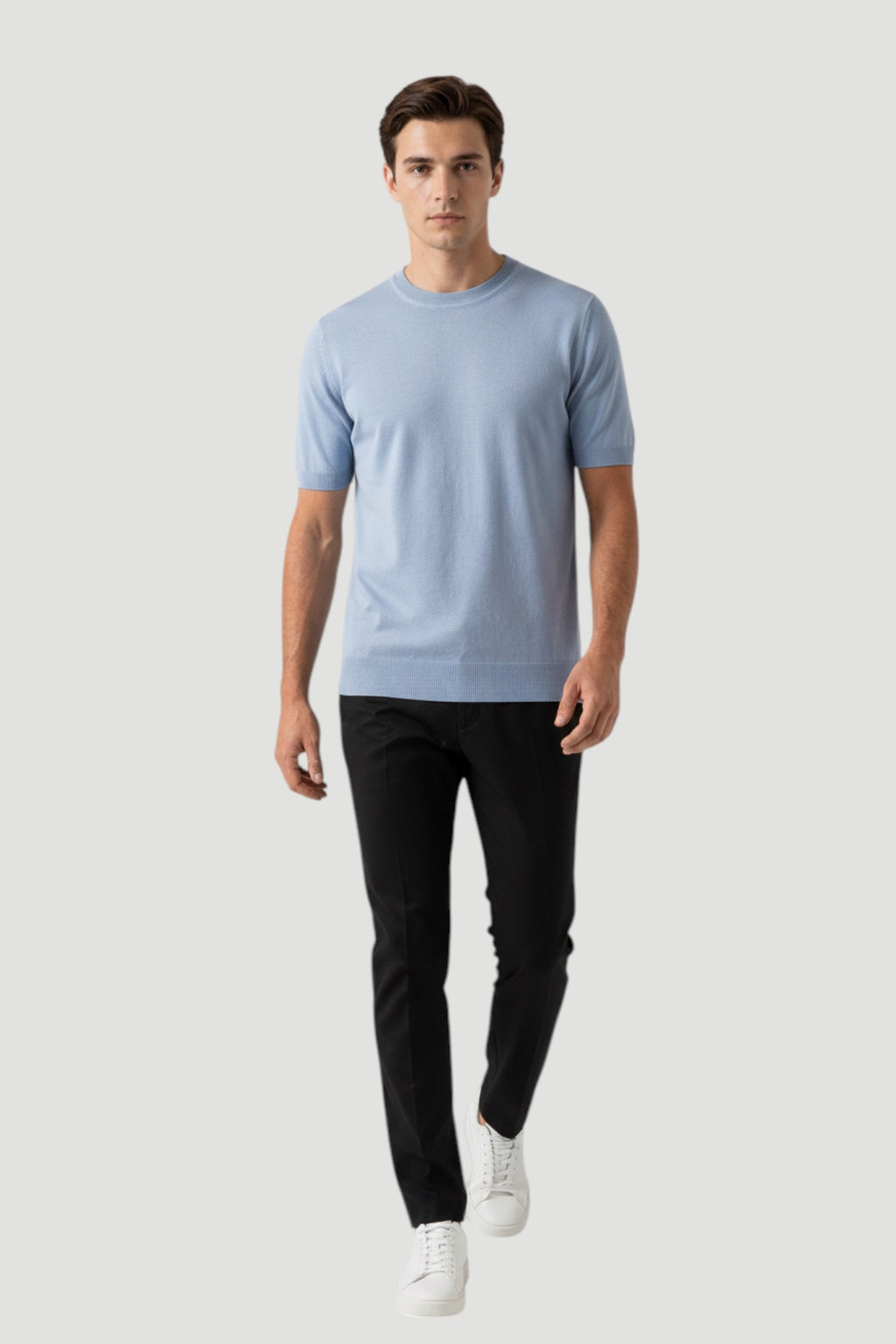 Cosplay Basic Bisiklet Yaka Viskon Karışımlı Erkek Kısa Kol Triko T-shirt