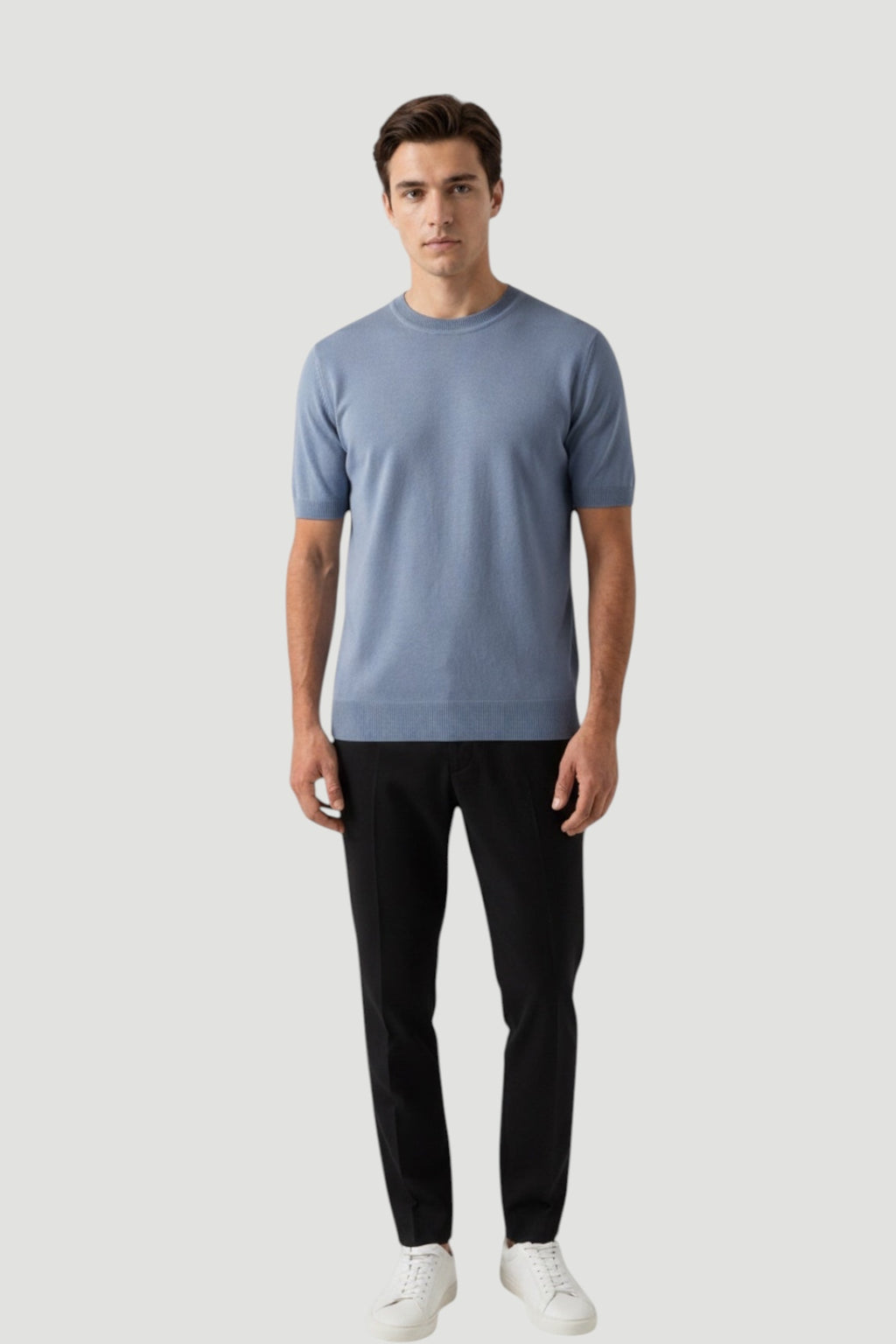 Cosplay Basic Bisiklet Yaka Viskon Karışımlı Erkek Kısa Kol Triko T-shirt