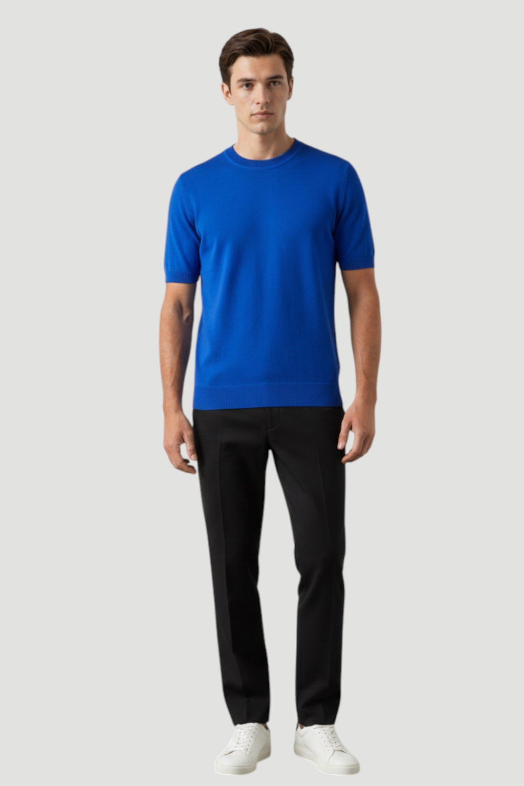 Cosplay Basic Bisiklet Yaka Viskon Karışımlı Erkek Kısa Kol Triko T-shirt