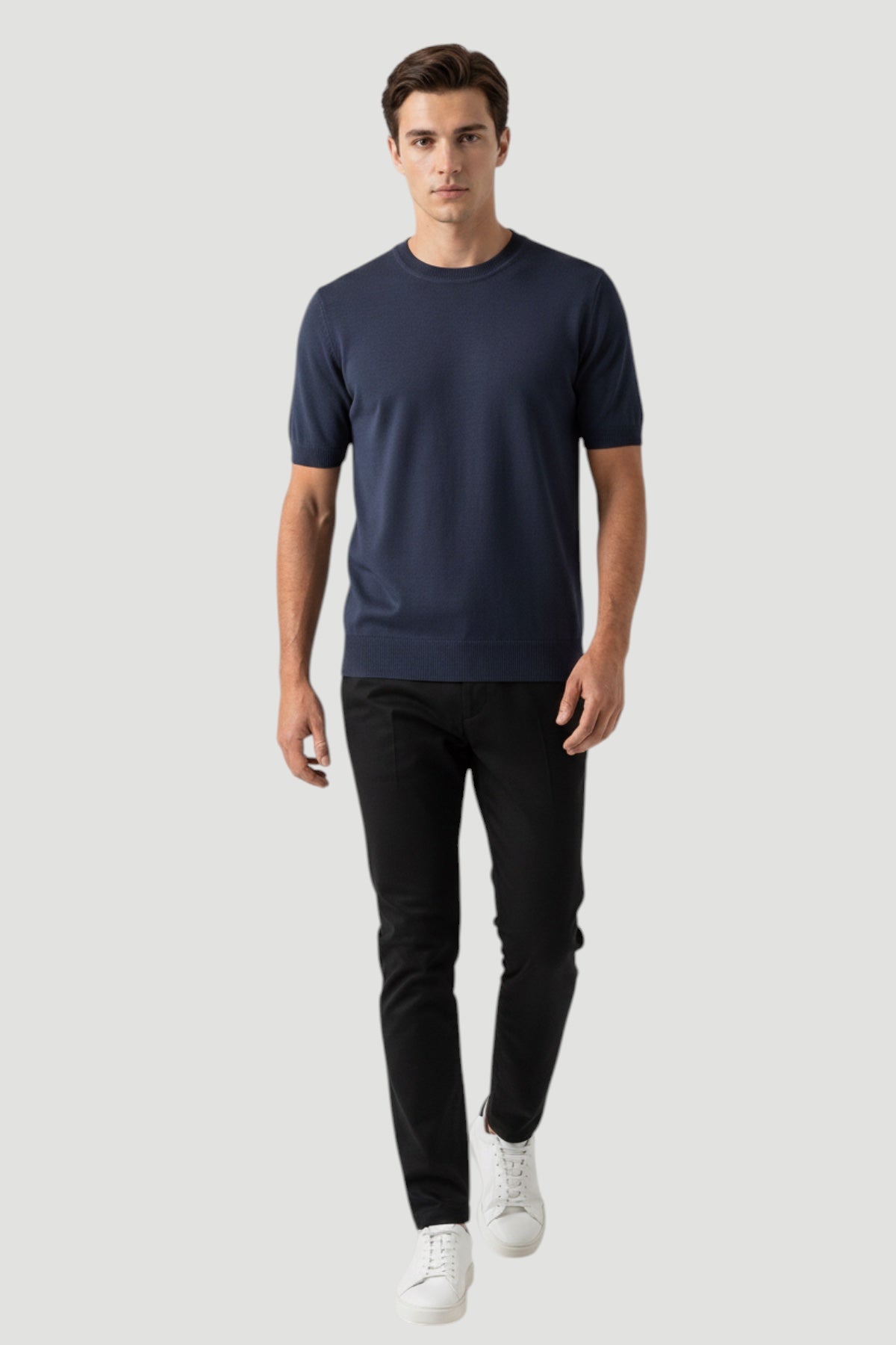 Cosplay Basic Bisiklet Yaka Viskon Karışımlı Erkek Kısa Kol Triko T-shirt
