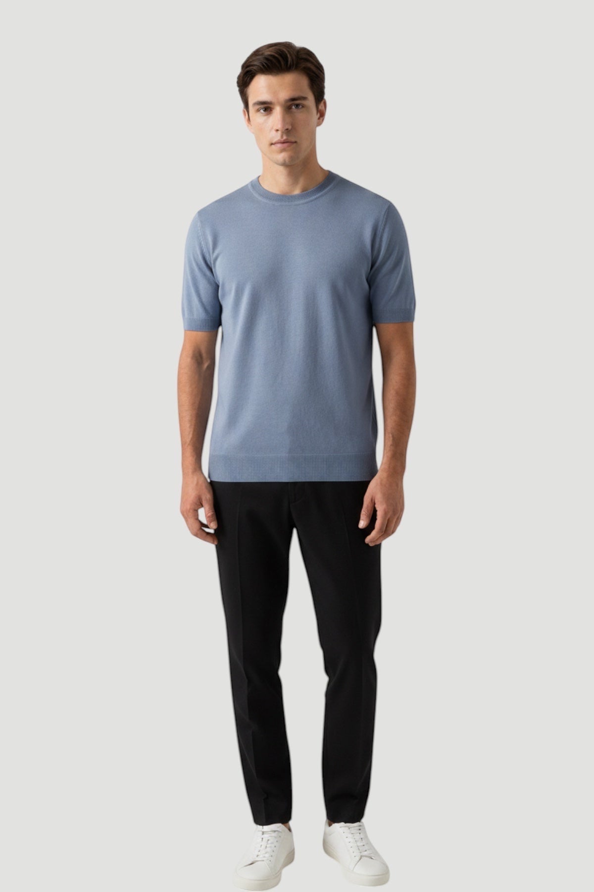 Cosplay Basic Bisiklet Yaka Viskon Karışımlı Erkek Kısa Kol Triko T-shirt