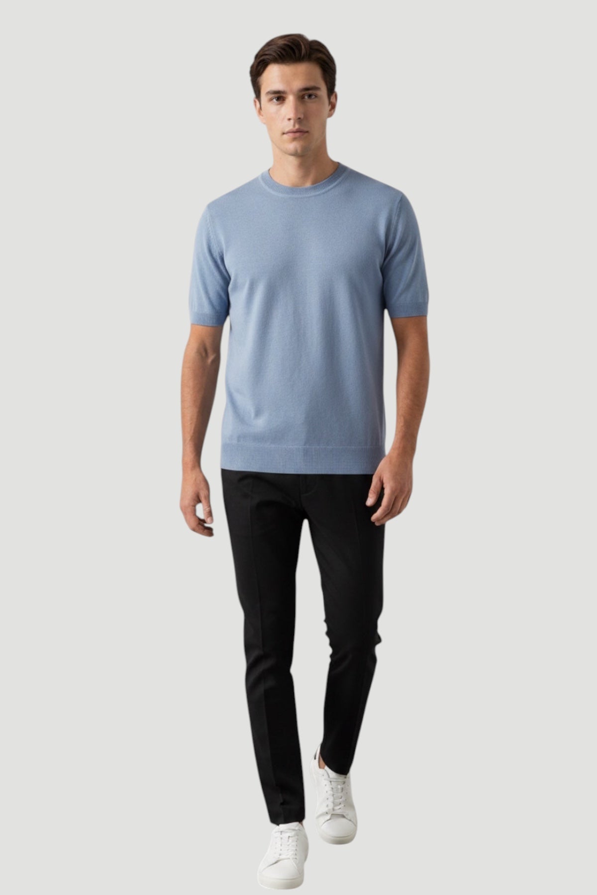 Cosplay Basic Bisiklet Yaka Viskon Karışımlı Erkek Kısa Kol Triko T-shirt