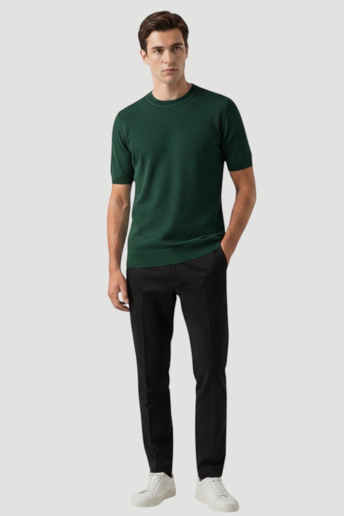 Cosplay Basic Bisiklet Yaka Viskon Karışımlı Erkek Kısa Kol Triko T-shirt