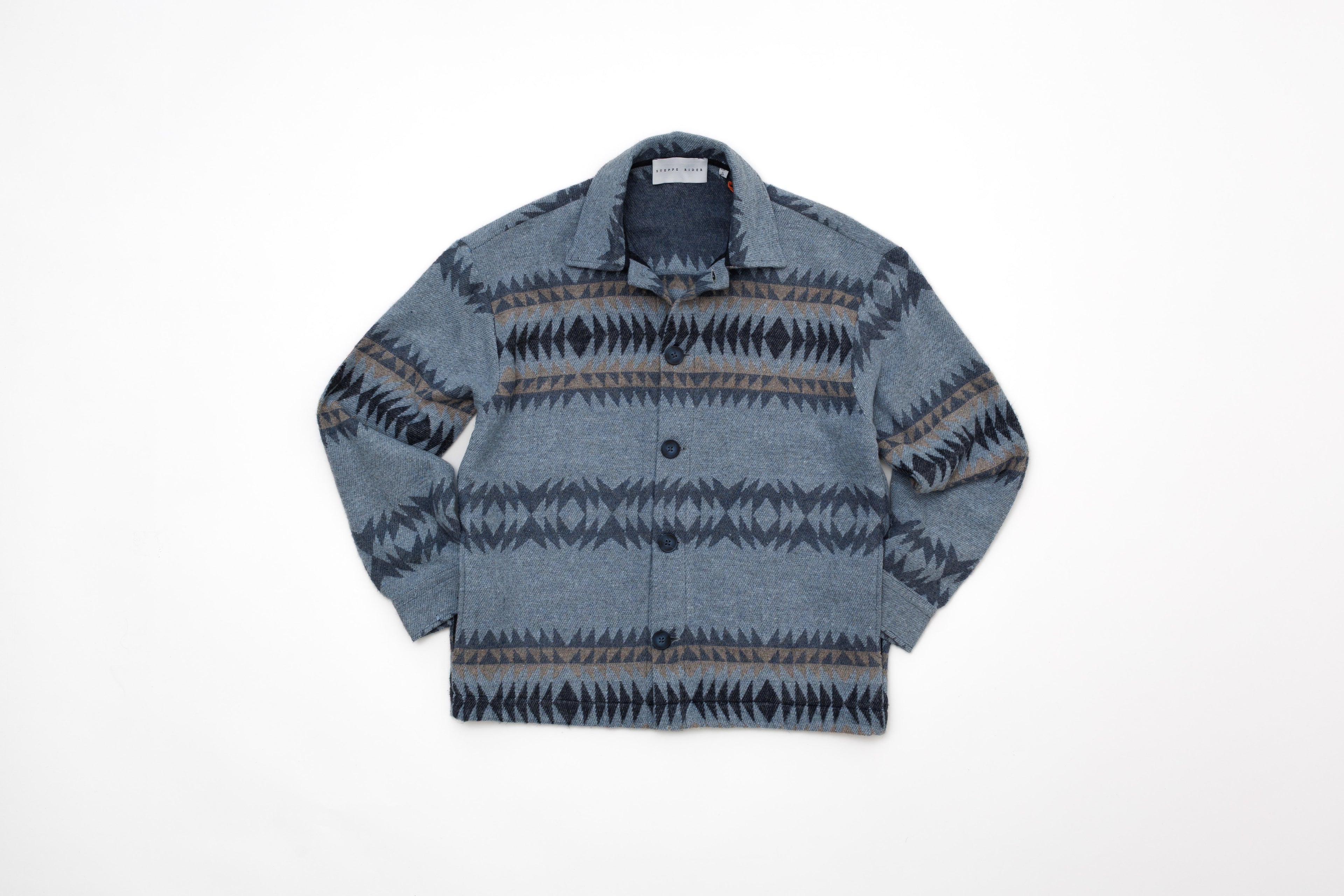 Steppe Rider Erkek Oversize Kalın Kışlık Etnik Kilim Desenli Ceket Gömlek Overshirt