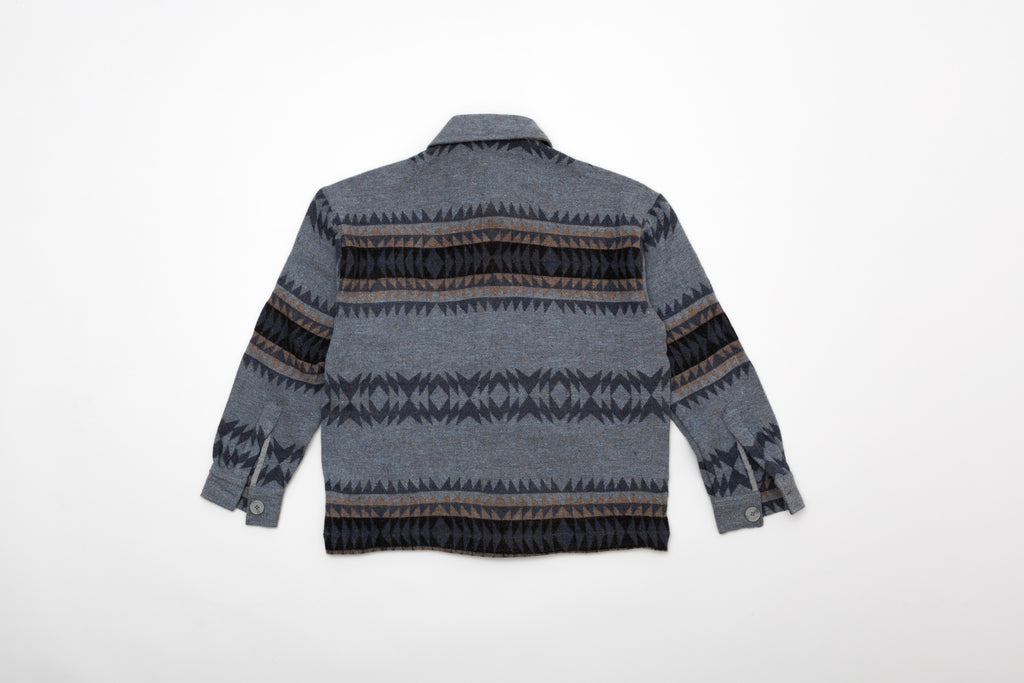 Steppe Rider Erkek Oversize Kalın Kışlık Etnik Kilim Desenli Ceket Gömlek Overshirt