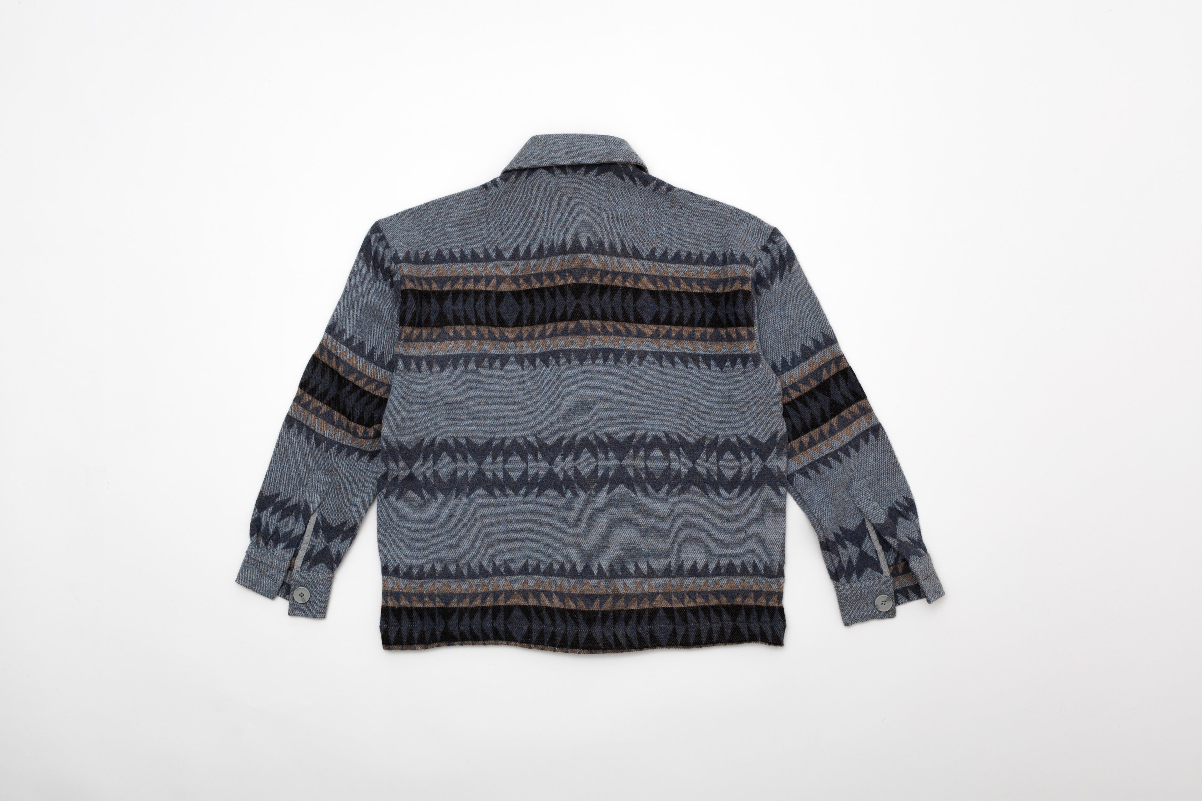 Steppe Rider Erkek Oversize Kalın Kışlık Etnik Kilim Desenli Ceket Gömlek Overshirt