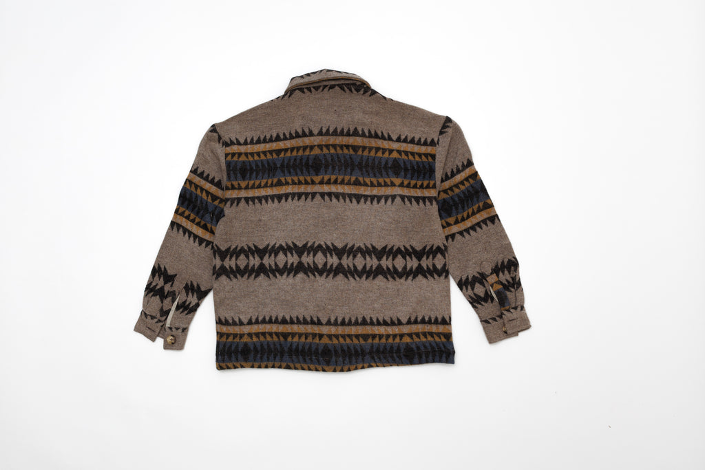 Steppe Rider Erkek Oversize Kalın Kışlık Etnik Kilim Desenli Ceket Gömlek Overshirt