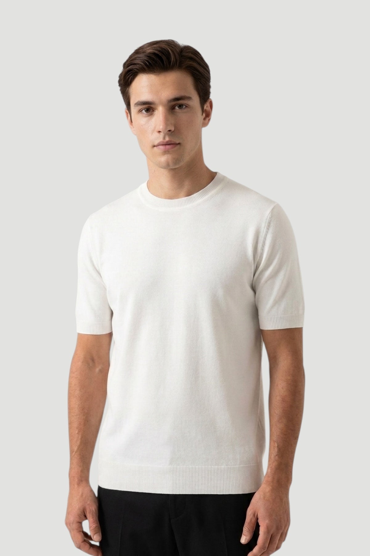 Cosplay Basic Bisiklet Yaka Viskon Karışımlı Erkek Kısa Kol Triko T-shirt